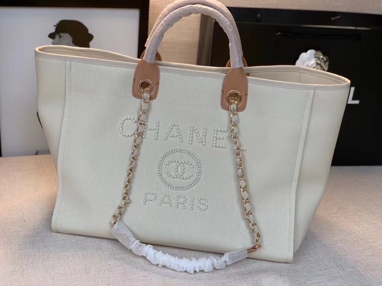 Chanel Canvas Tote Shopping Bag A66941 Cream HY17711rd58