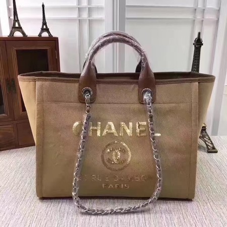 Chanel Canvas Tote Shopping Bag A68046 Apricot HY18649Hn31