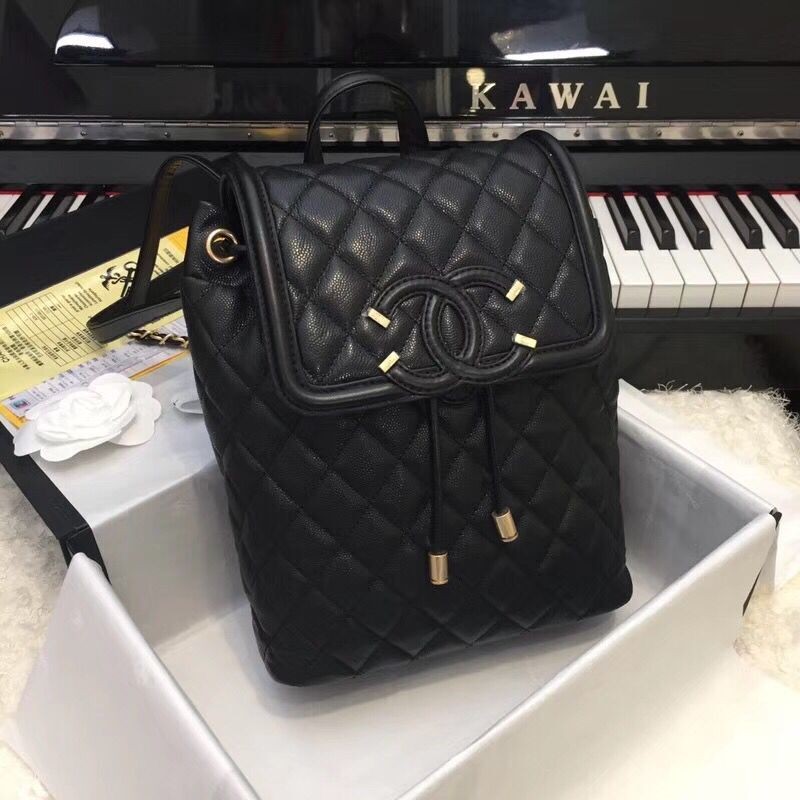 Chanel Caviar Leather Backpack Original Leather 83430 Black HY3935Zr53