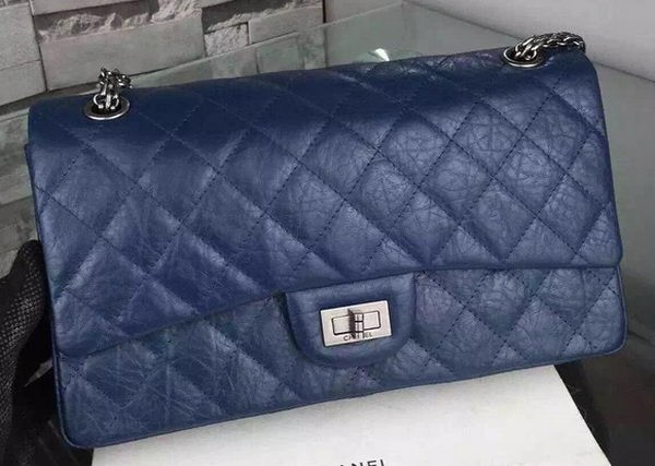 Chanel Classic Flap Bag Black Original Calfskin Leather CHA6059 Blue HY10830hT91