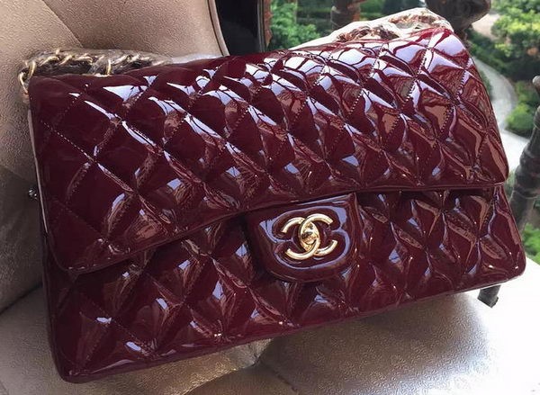 Chanel Classic Flap Bag Burgundy Original Patent Leather A1113 Gold HY13272dw37