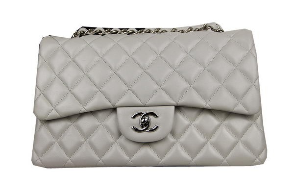 Chanel Classic Flap Bag OffWhite Original Leather CF1113 Silver HY2793ER88