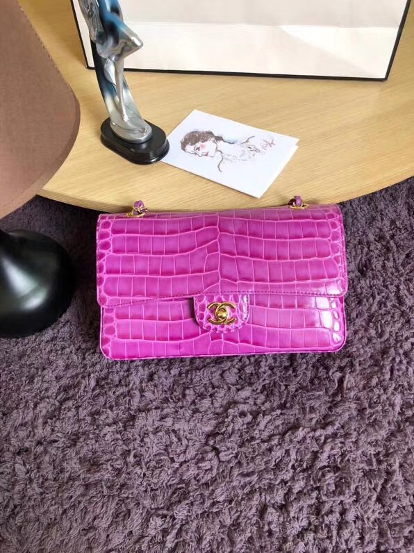 Chanel Classic Flap Bag Original Alligator & Gold-Tone Metal A01112 Lavender HY16426dE28