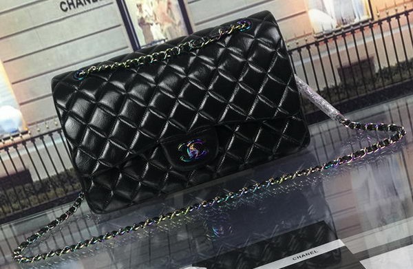 Chanel Classic Flap Bag Original Deerskin Leather A1113 Black HY20536CI68
