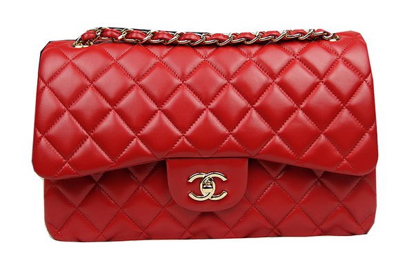 Chanel Classic Flap Bag Red Original Leather CF1113 Gold HY18035Av26