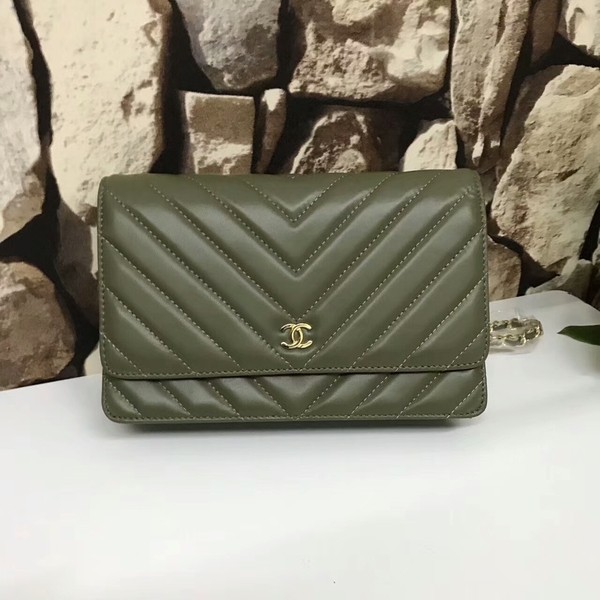 Chanel Classic Flap Bags Atrovirens Original Sheepskin Leather 33815 Glod HY2256VF54