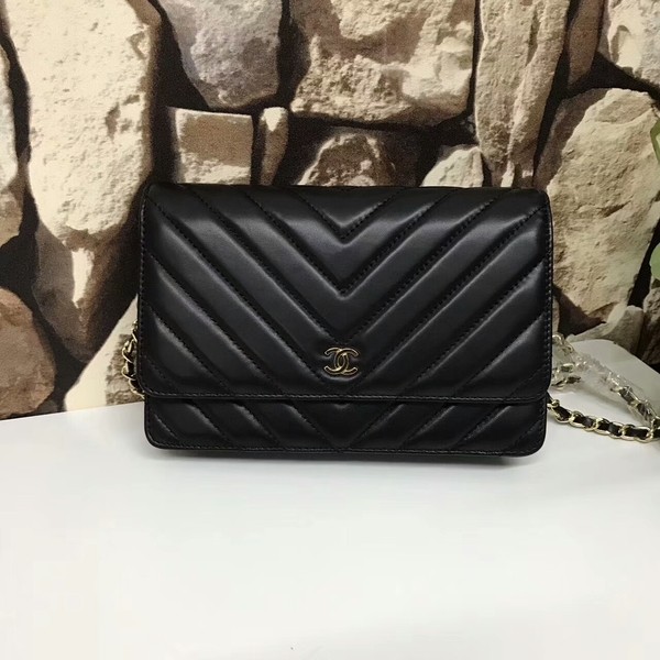Chanel Classic Flap Bags Black Original Sheepskin Leather 33815 Glod HY17118Bw85