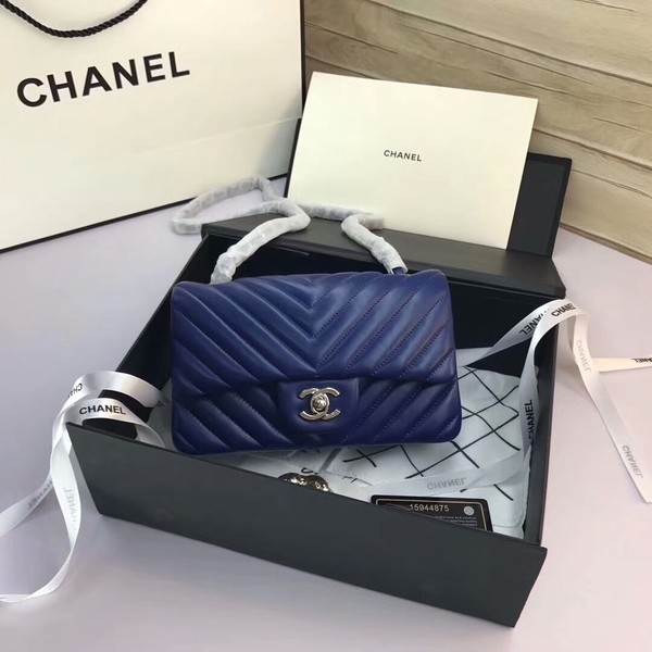 Chanel Classic Flap Bags Blue Original Sheepskin Leather 1116 Silver HY16314hk64