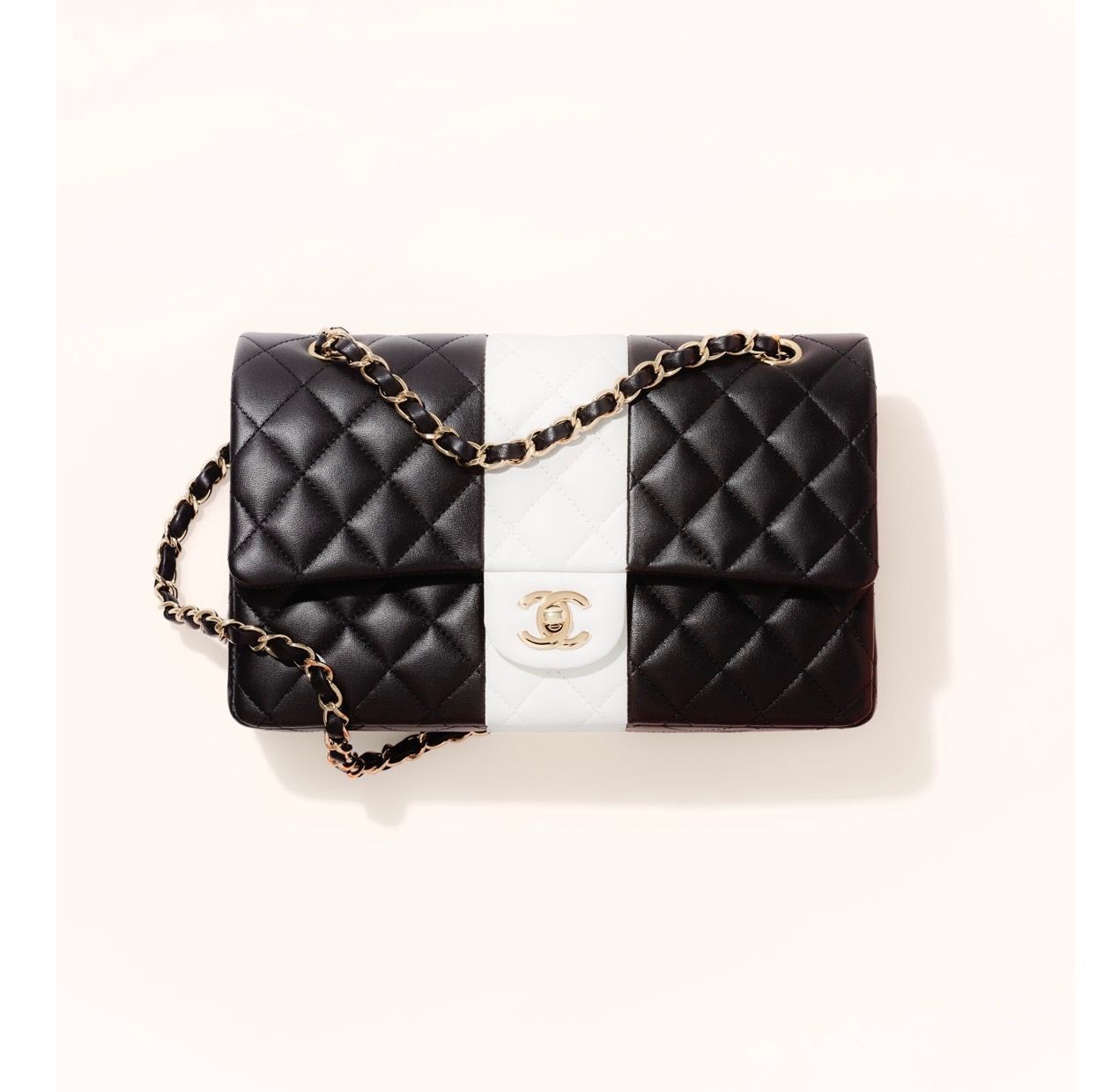 Chanel Classic Flap Shoulder Bag Original Sheepskin leather A01116 Black&White HY16603qB82