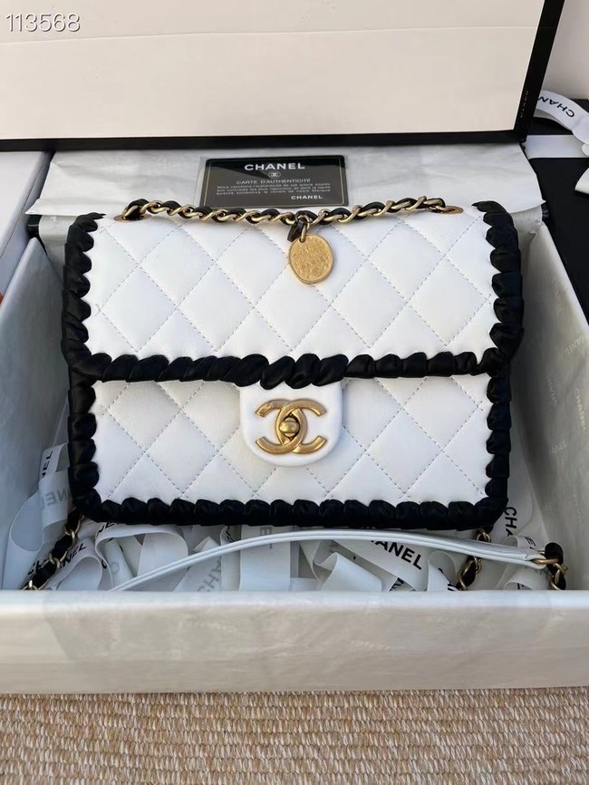 Chanel Classic Flap Shoulder Bag Original Sheepskin leather AS6075 white HY4779Hn31