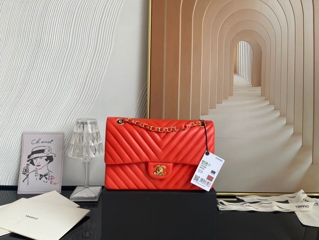 Chanel classic handbag Lambskin & gold Metal V01112 orange HY8159uZ84