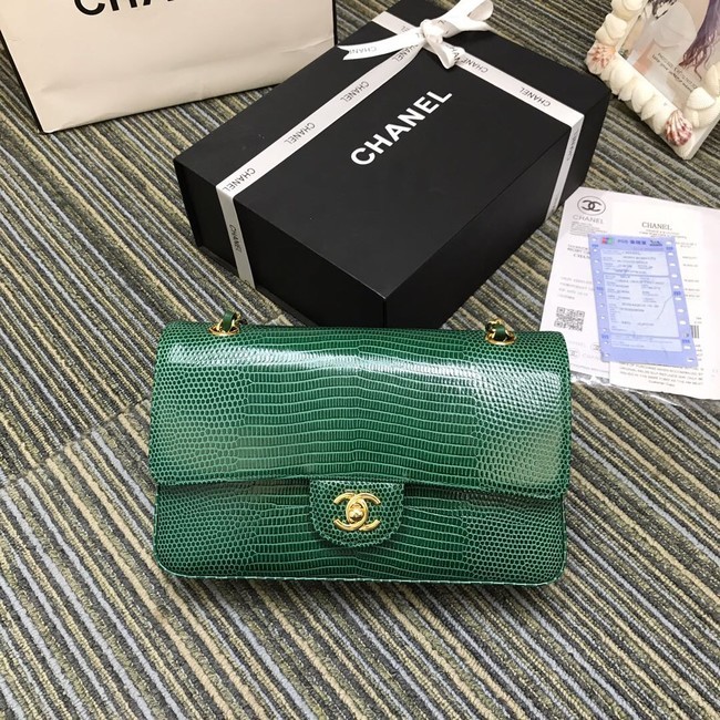 Chanel Classic Handbag Original Lizard & Gold-Tone Metal A01112 green HY23576mm78