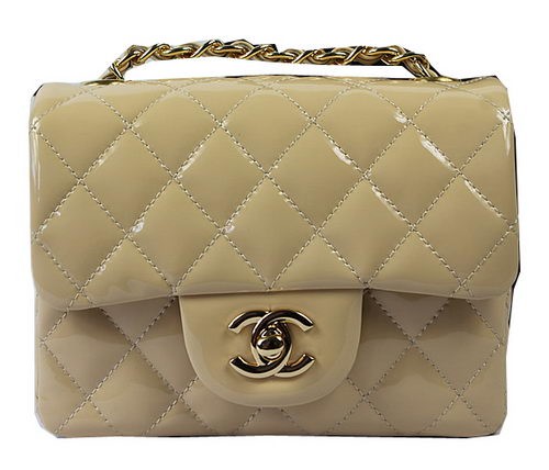 Chanel Classic MINI Flap Bag Apricot Original Patent Leather CF1115 Gold HY21042Yf79