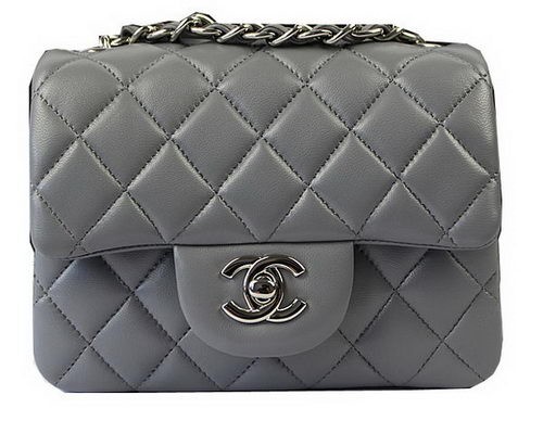 Chanel Classic MINI Flap Bag Grey Original Sheep Leather CF1115 Silver HY5483Tk78