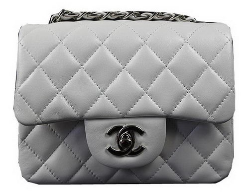 Chanel Classic MINI Flap Bag OffWhite Original Sheep Leather CF1115 Silver HY17978AM45