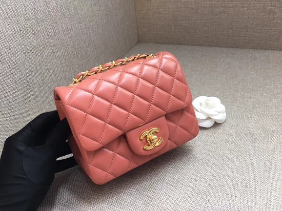 Chanel Classic MINI Flap Bag original Sheepskin Leather A1115 pink gold chain HY26529UW57