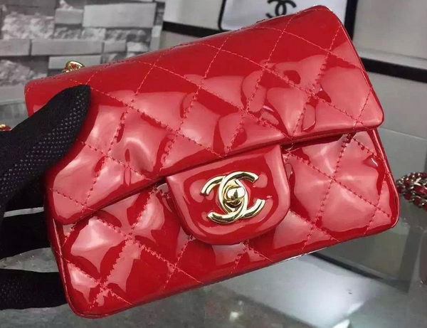 Chanel Classic mini Flap Bag Red Original Patent Leather CF7171 Gold HY18895TV86