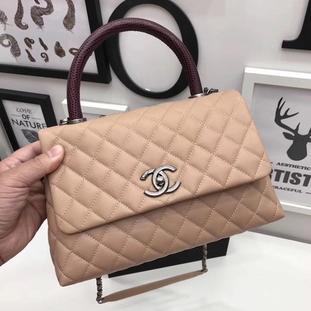 Chanel Classic Red Top Handle Bag Apricot Original Leather A92991 Silver HY6832ff76