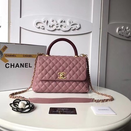 Chanel Classic Red Top Handle Bag Original Leather A92215 pink HY8031dE28
