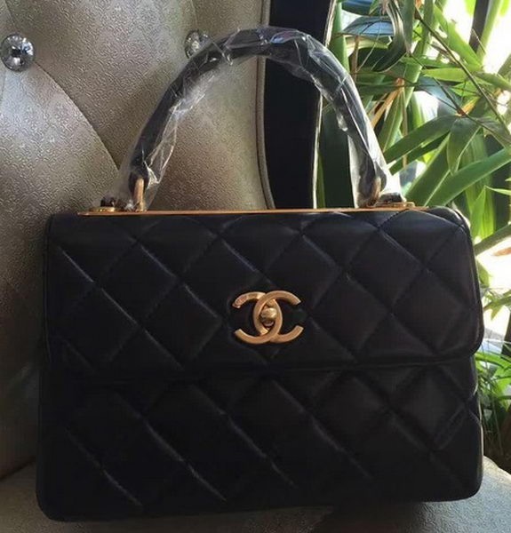 Chanel Classic Top Flap Bag Black Original Sheepskin Leather A92236 Gold HY14186pB23