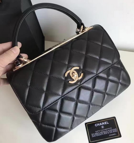Chanel Classic Top Flap Bag Black Original Sheepskin Leather A92236 Gold HY24742dX32