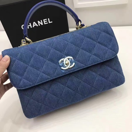 Chanel Classic Top Flap Bag Blue Original Denim A92236 Gold HY11662bW68
