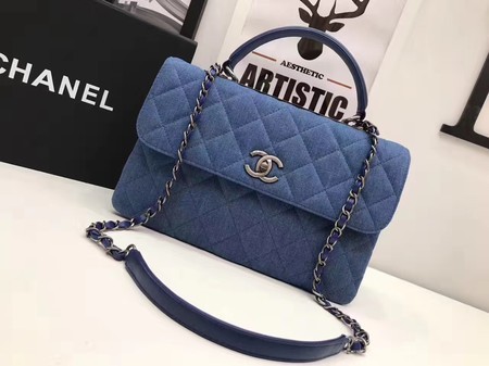 Chanel Classic Top Flap Bag Blue Original Denim A92236 Silver HY7956rf34