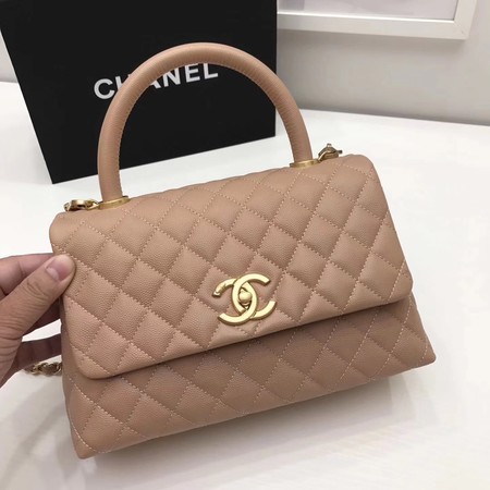 Chanel Classic Top Handle Bag Apricot Original Leather A92991 Gold HY26751qM91