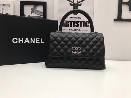 Chanel Classic Top Handle Bag Black Original Leather A92991 Silver HY21910UM91