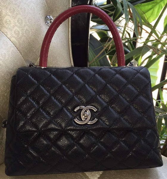 Chanel Classic Top Handle Bag Original Cannage Pattern A95169 Black&Red HY21691ea89