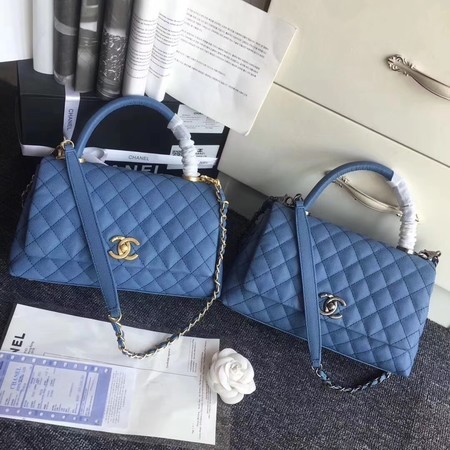 Chanel Classic Top Handle Bag Original Cannage Pattern A96901 Blue HY1656DS71