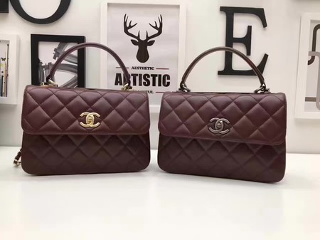 Chanel Classic Top Handle Bag Original Sheepskin Leather A92991 Wine HY11201NP24