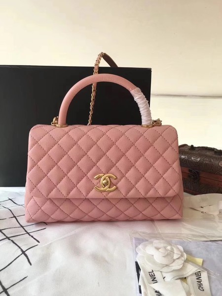 Chanel Classic Top Handle Bag Pink Original Leather A92292 Gold HY10290sf78