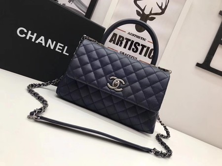 Chanel Classic Top Handle Bag Royal Original Leather A92991 Silver HY21701nV16