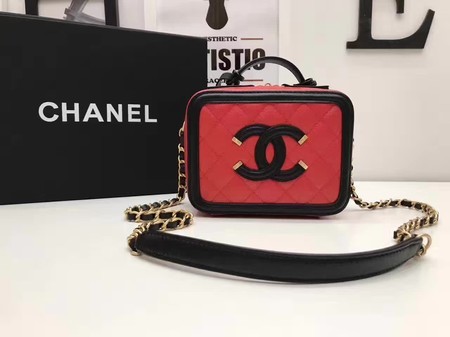 Chanel Cosmetic Bag Original Cannage Pattern A93341 Red&Black HY14889Gw67