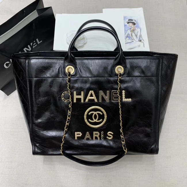 Chanel cowhide Tote Shopping Bag A66942 black HY11065dV68