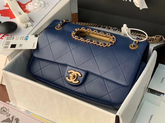 Chanel Flap Bag Original Sheepskin Leather AS1466 Navy Blue HY15581NP24