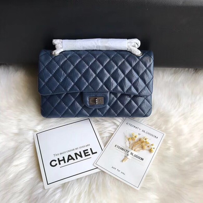 Chanel Flap Original Cowhide Leather 30225 blue Silver chain HY6647wn15