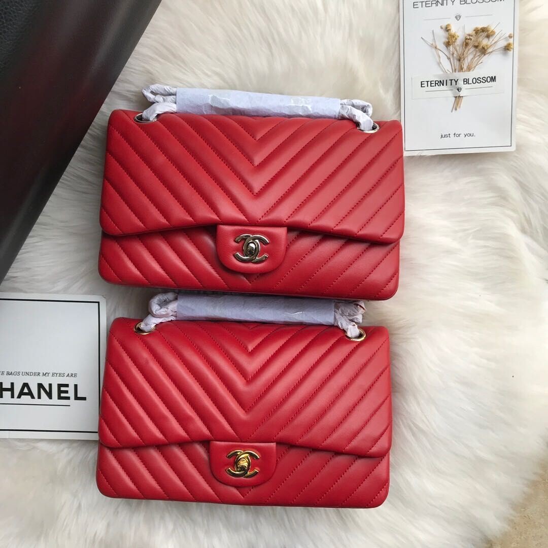 Chanel Flap Original Lambskin Leather Shoulder Bag 1112V Red HY24629Rc99