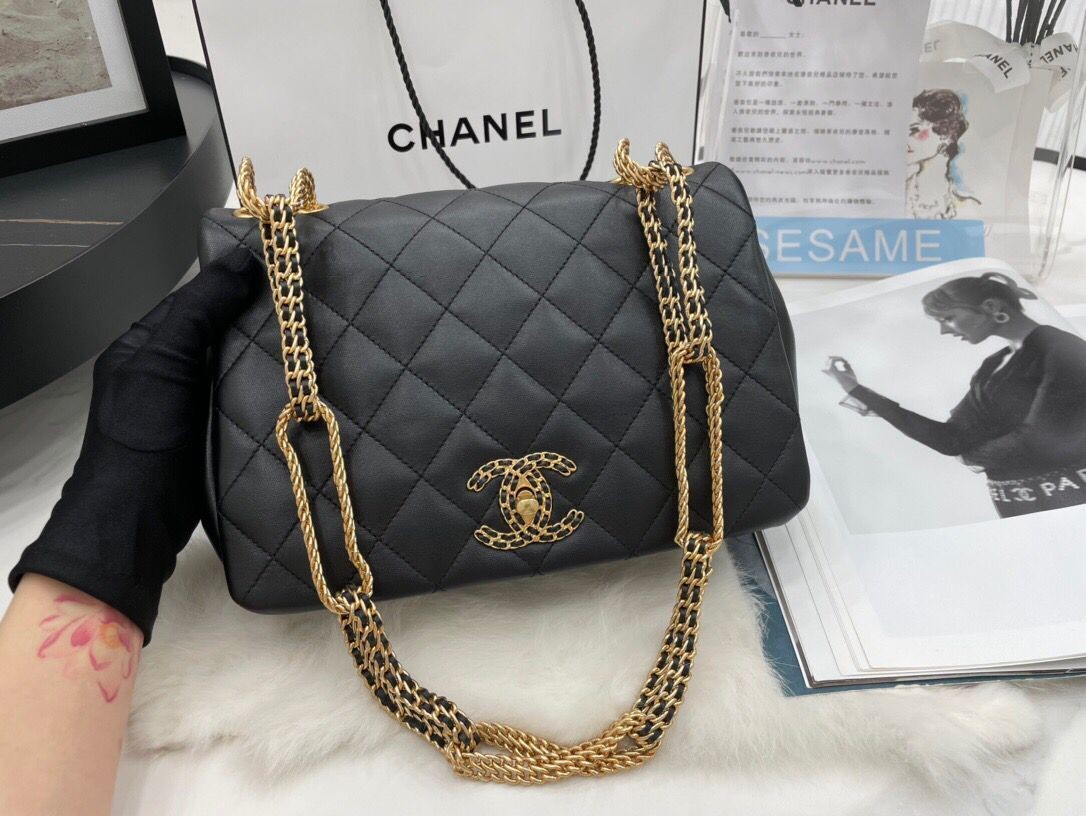 Chanel Flap Original Lambskin Shoulder Bag AS2975 AS2976 Black HY9341mm78