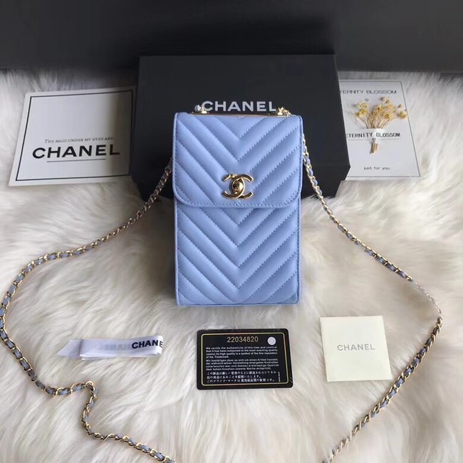 Chanel Flap Original Mobile phone bag 55698 blue HY26881zd34