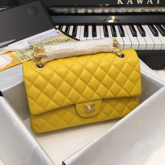 Chanel Flap Original Sheepskin Leather CF1112 Yellow gold chain HY19442Il41