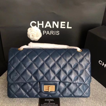 Chanel Flap Shoulder Bag Blue Original Calfskin Leather 277 Gold HY25963hi67