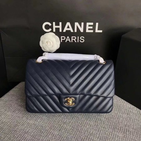 Chanel Flap Shoulder Bag Dark Blue Original Sheepskin Leather CF1112V Gold HY7069zS17