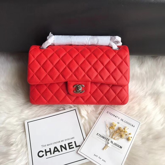 Chanel Flap Shoulder Bag Original Deer leather A1112 red silver chain HY12765vK93