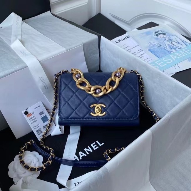 Chanel Flap Shoulder Bag Original leather AS2638 blue HY520lU52