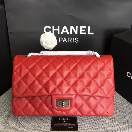 Chanel Flap Shoulder Bag Red Original Calfskin Leather 277 Silver HY14131JD63
