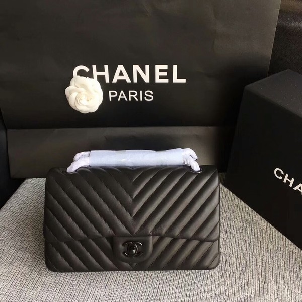 Chanel Flap Shoulder Bags Black Original Sheepskin CF1112 HY255ki86