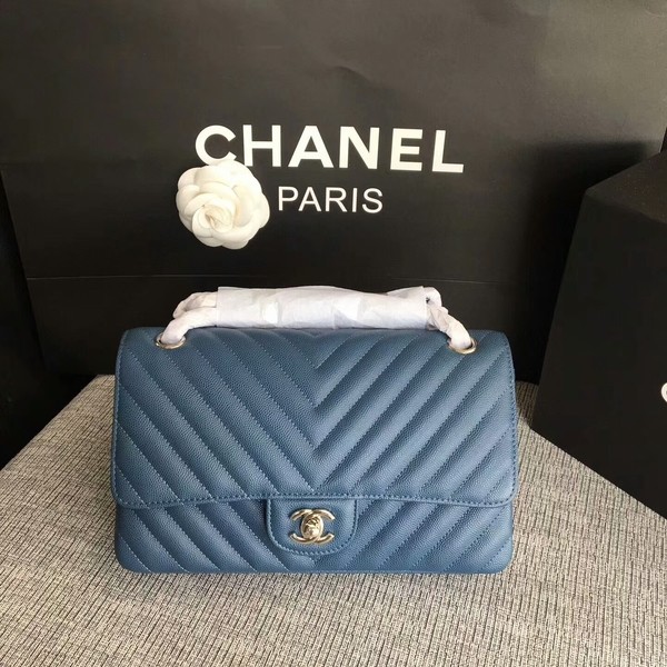 Chanel Flap Shoulder Bags Blue Original Calfskin Leather CF1112 Silver HY18185fw56