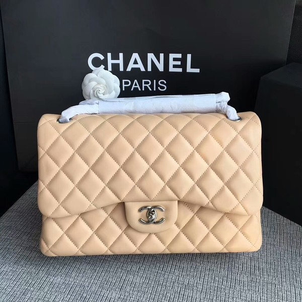 Chanel Flap Shoulder Bags Camel Original Lambskin Leather CF1113 Silver HY17617Il41